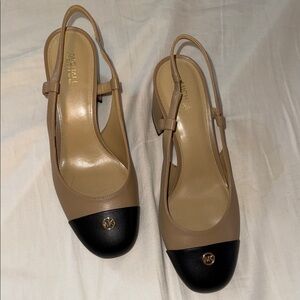 Michael Kors Black and Tan Slingback Heels